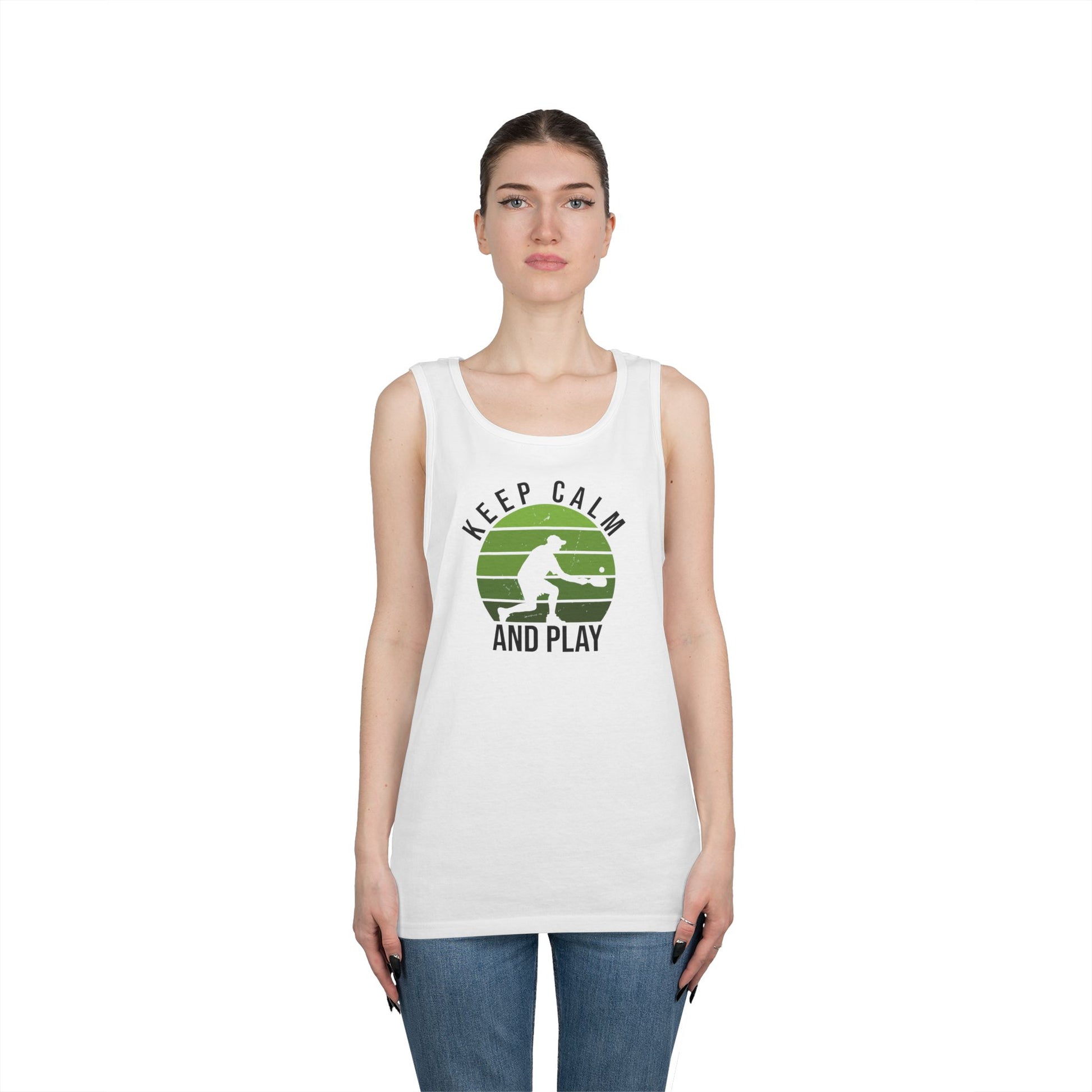 Women's Stylish Pickleball Tank Top - Keep Calm and Play