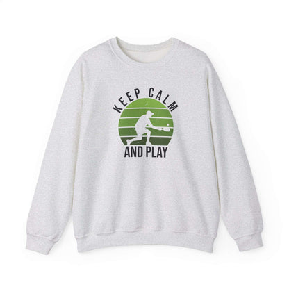 Men's Durable Pickleball Sweatshirt - Keep Calm and Play Gray