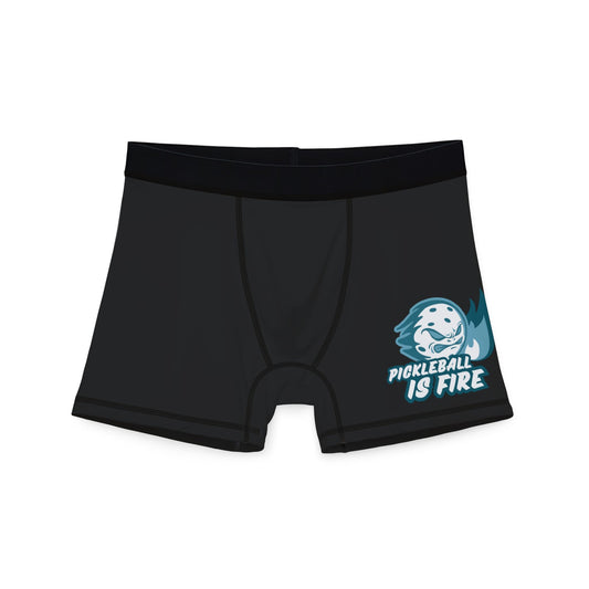 Men's Funny Pickleball Boxer - Pickleball Is Fire Black