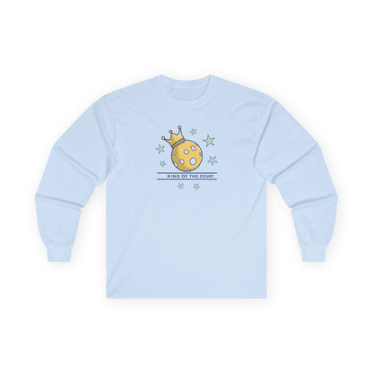 Men's Cute Pickleball Long Sleeves top - King of the Court Blue