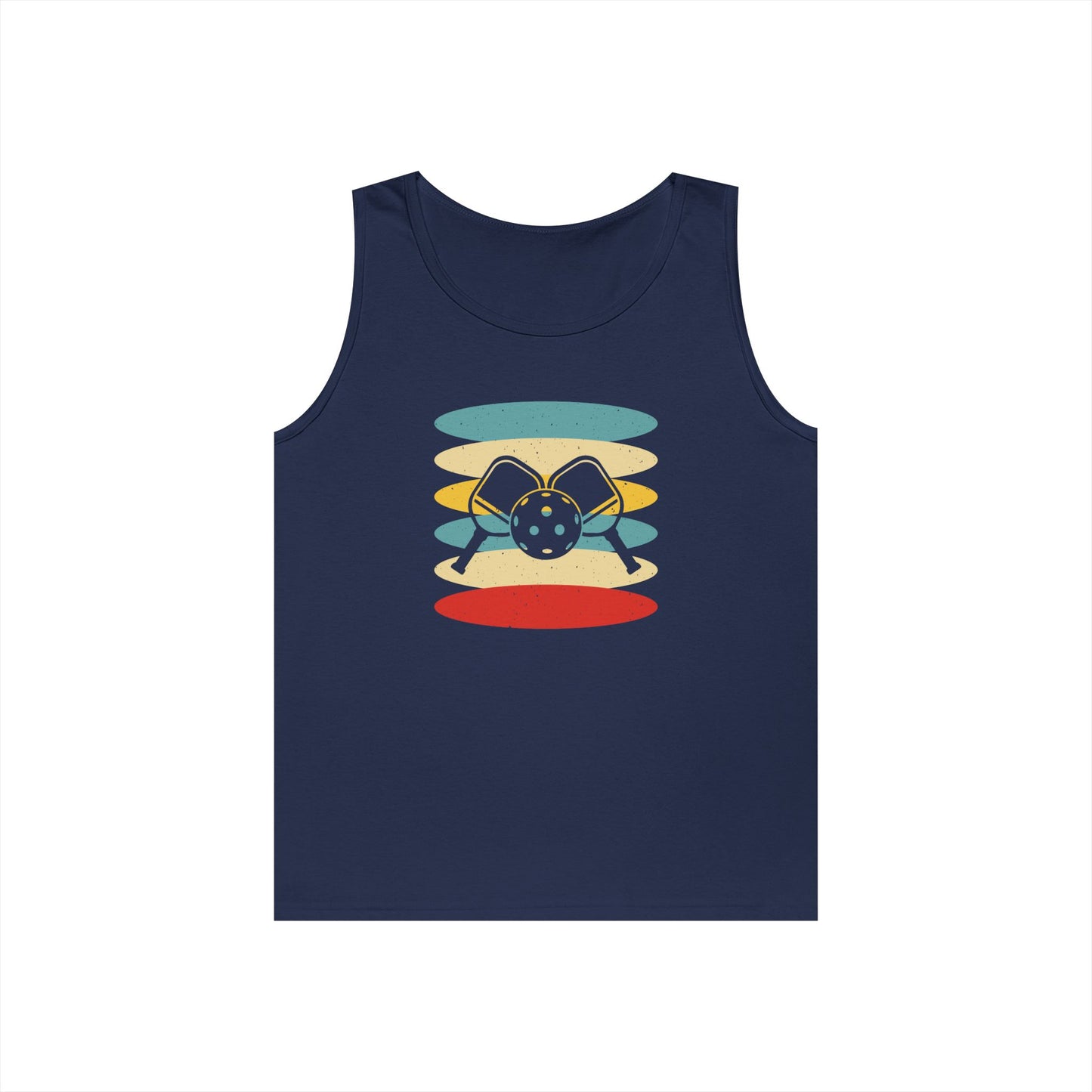 Men's Stylish Pickleball Tank Top - Pickleball Retro Navy