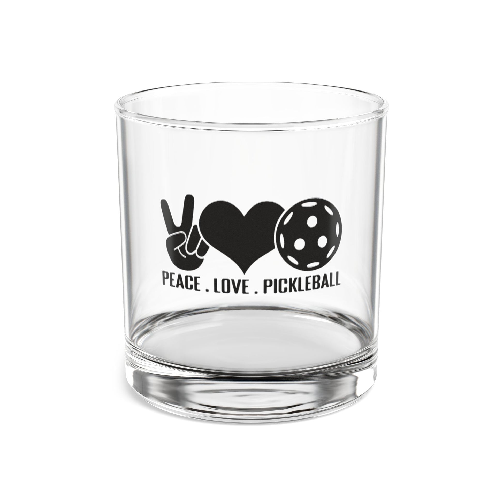 Pickleball Unique Rocks Glass - Peace, Love, Pickleball Clear