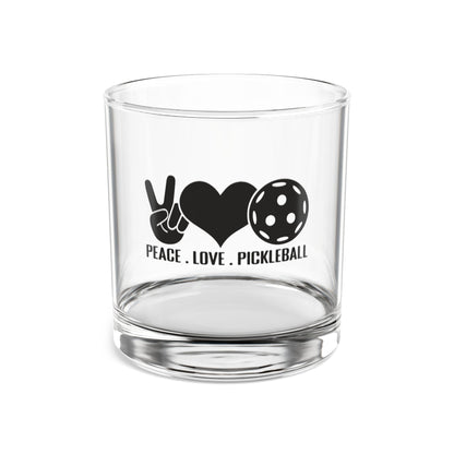 Pickleball Unique Rocks Glass - Peace, Love, Pickleball Clear