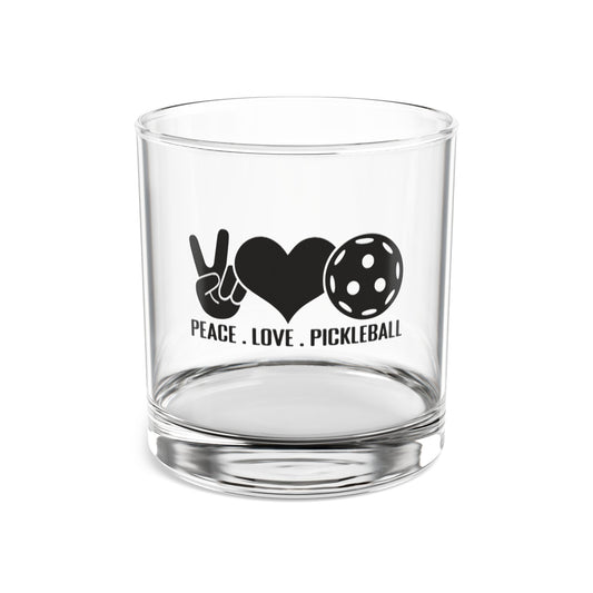 Pickleball Unique Rocks Glass - Peace, Love, Pickleball Clear