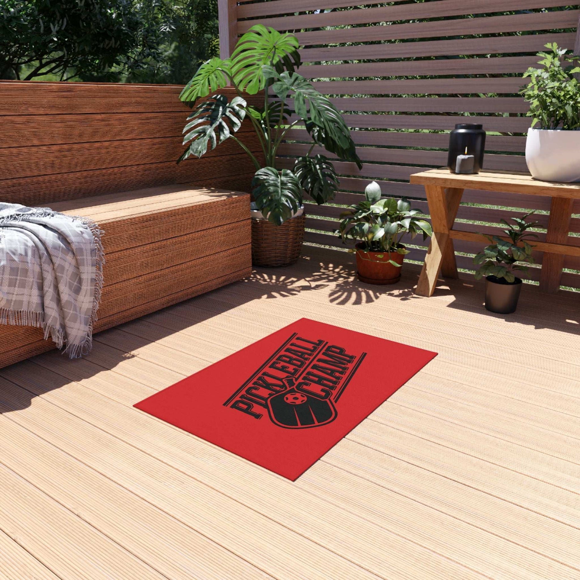 Pickleball Energetic Outdoor Rug - Pickleball Champ
