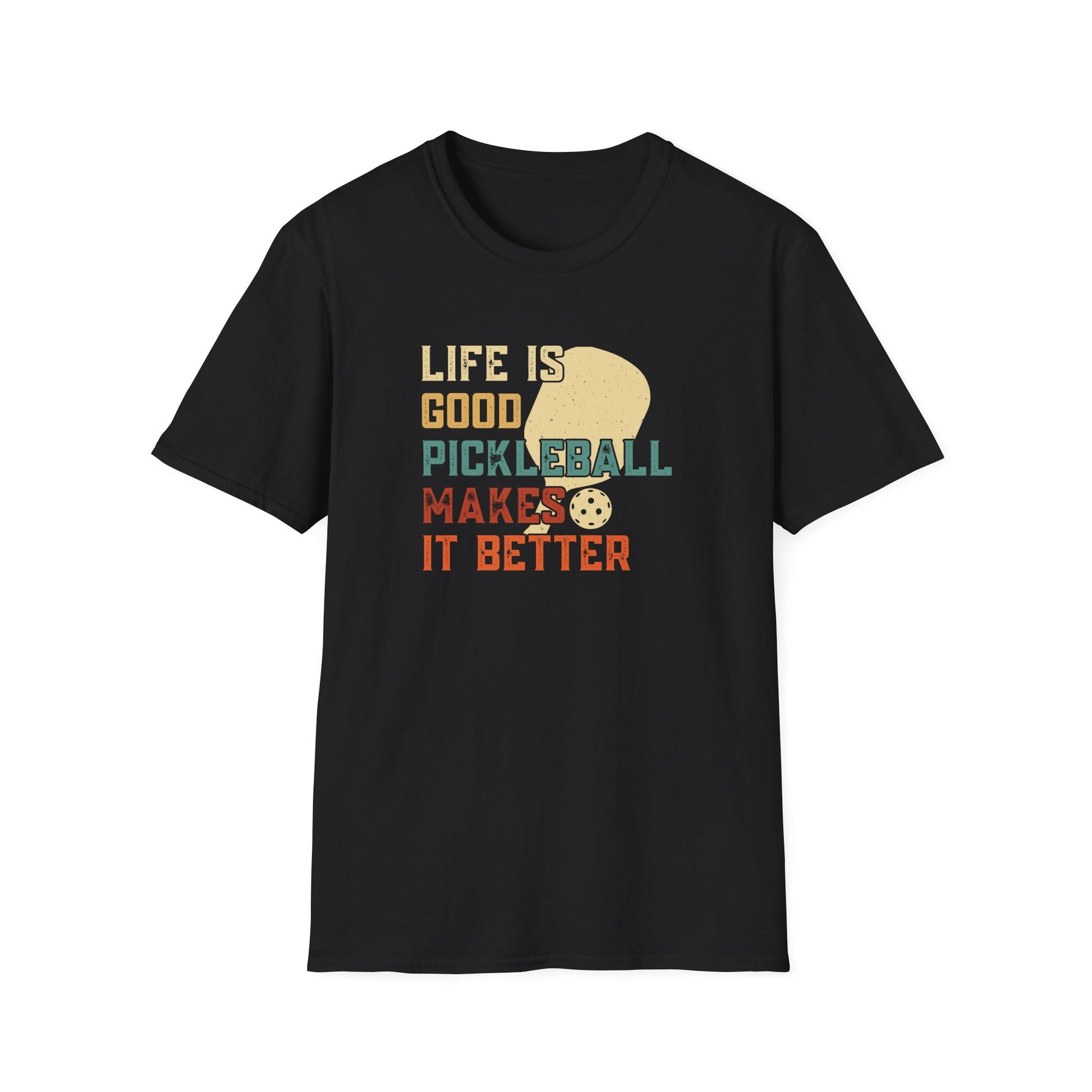 Men's Cool Pickleball T-shirt - Life Is Good Pickleball Make It Better Black