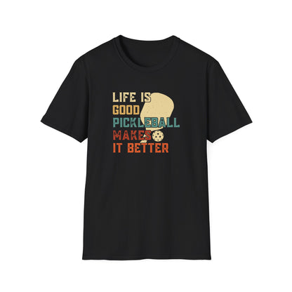 Men's Cool Pickleball T-shirt - Life Is Good Pickleball Make It Better Black