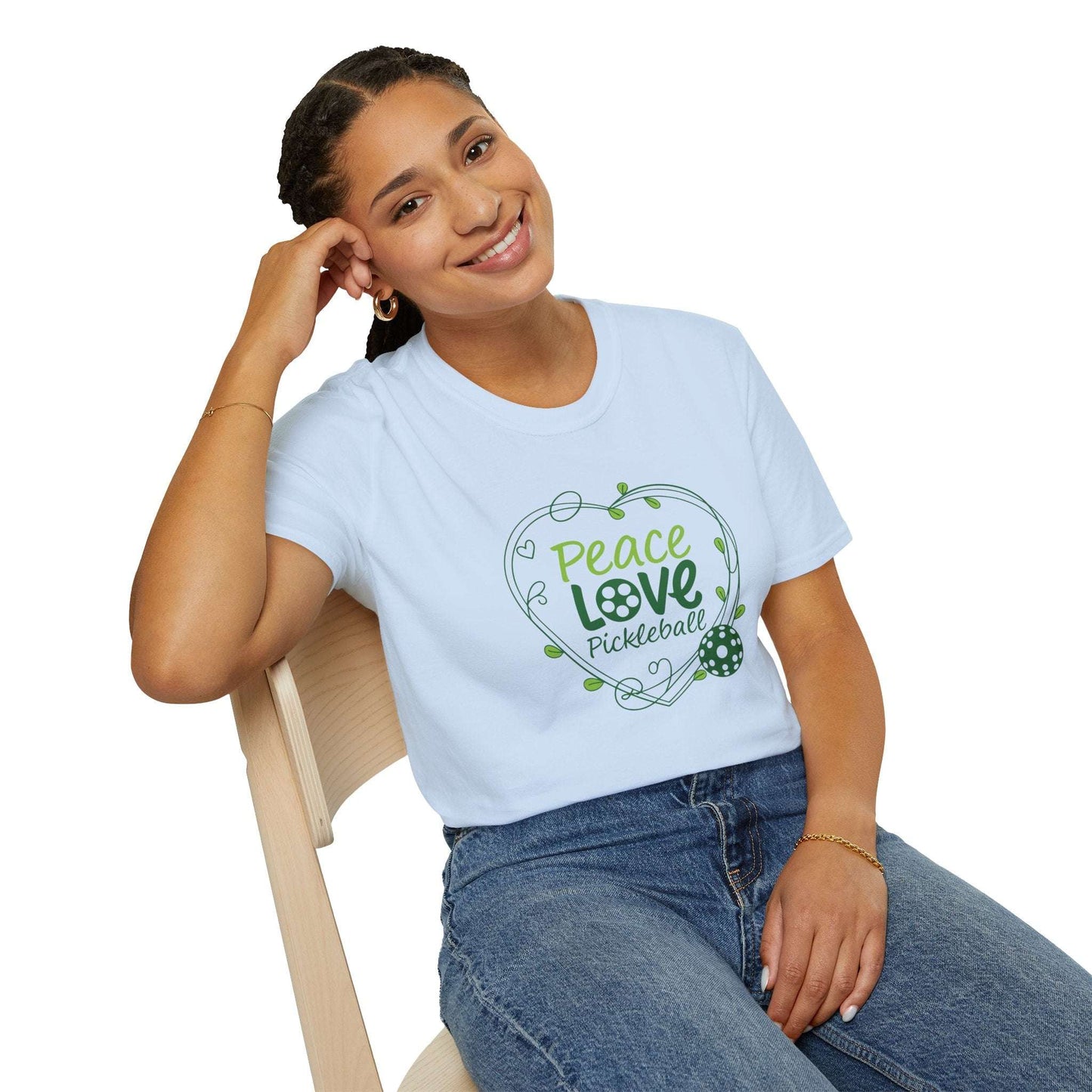 Women's Stylish Pickleball T-shirt - Peace Love Pickleball