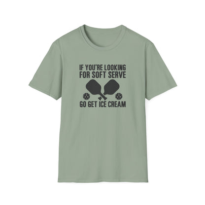 Men's Witty Pickleball T-shirt - Looking for Soft Serve? Get Ice Cream Green
