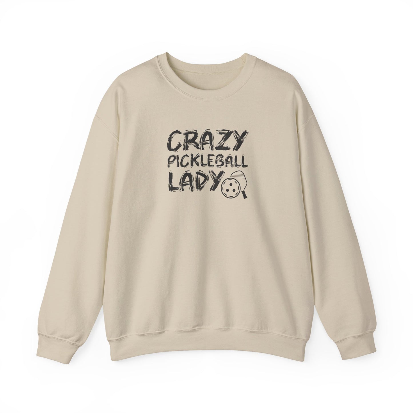 Women's Funny Pickleball Sweatshirt - Crazy Pickleball Lady Beige