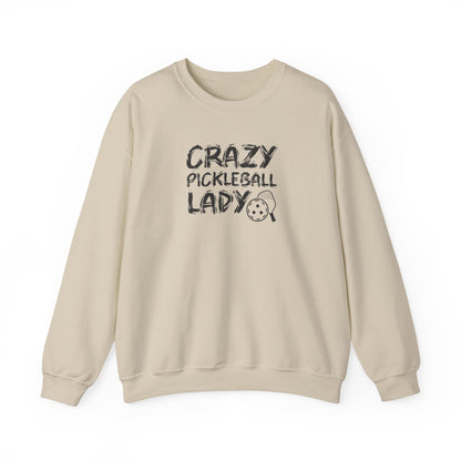 Women's Funny Pickleball Sweatshirt - Crazy Pickleball Lady Beige