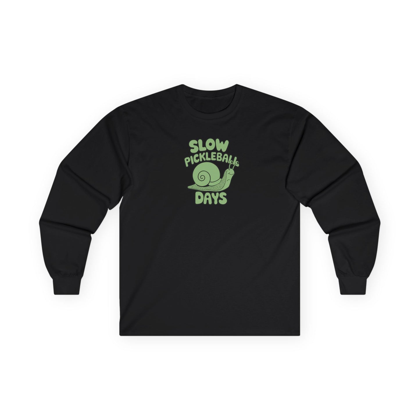 Women's Lightweight Pickleball Long Sleeves top - Slow Pickleball Days Black
