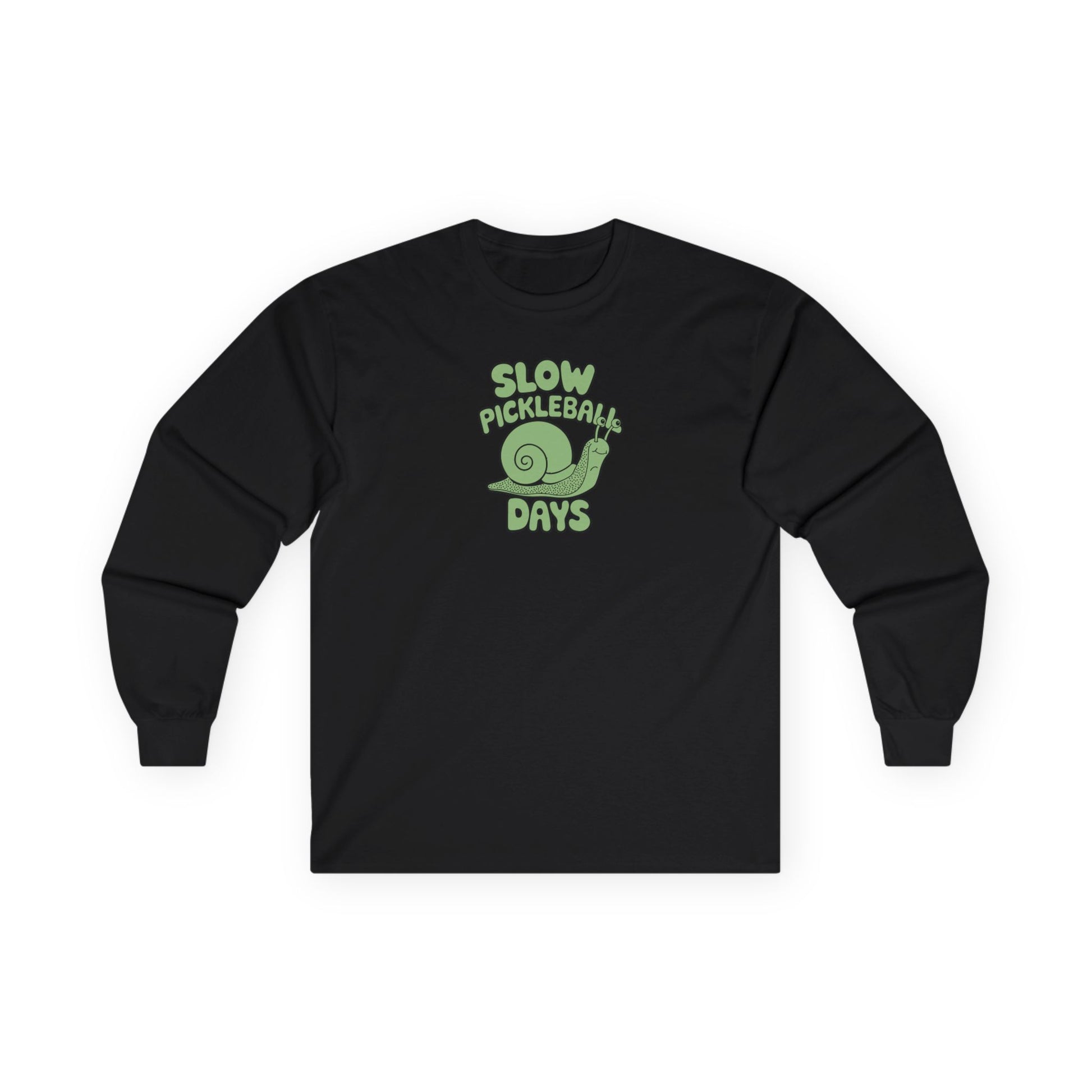 Women's Lightweight Pickleball Long Sleeves top - Slow Pickleball Days Black