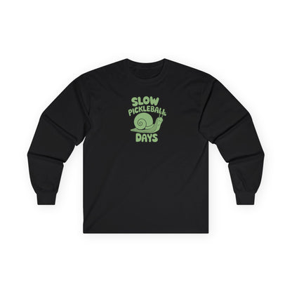 Women's Lightweight Pickleball Long Sleeves top - Slow Pickleball Days Black