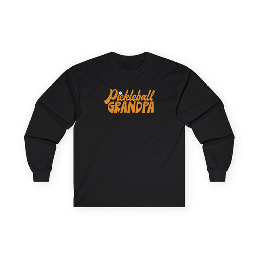 Men's Comfy Pickleball Long Sleeves top - Pickleball Grandpa Black