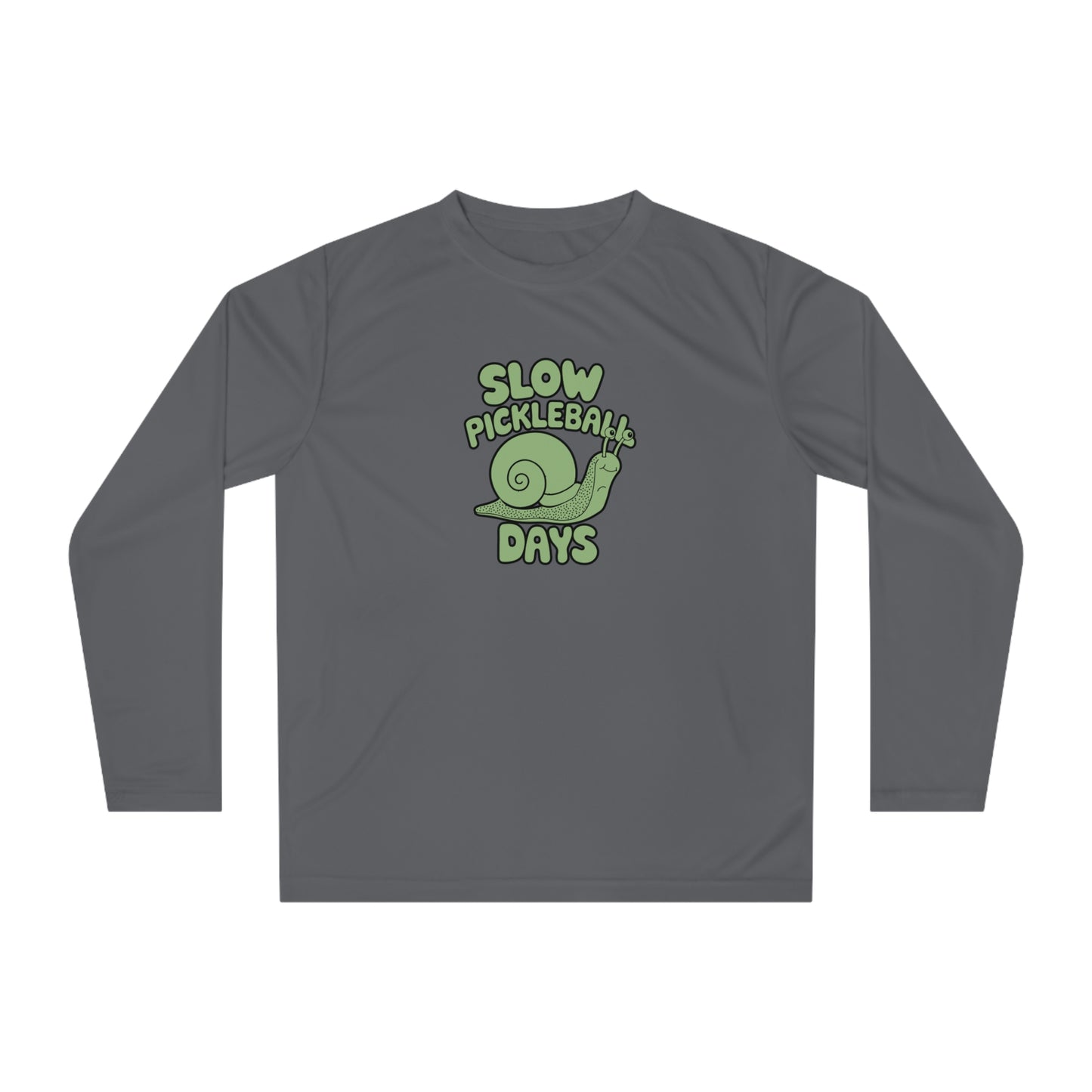Men's Eye-Catching Pickleball Long Sleeves top - Slow Pickleball Days Grey