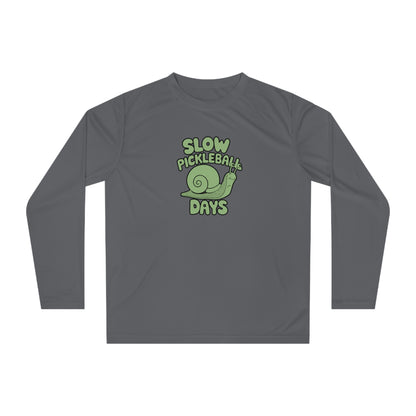Men's Eye-Catching Pickleball Long Sleeves top - Slow Pickleball Days Grey