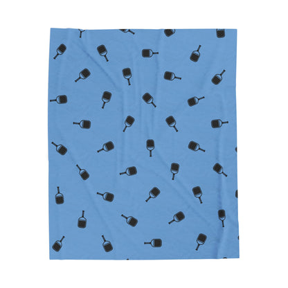 Pickleball Fun Blanket - Paddle Pattern Blue