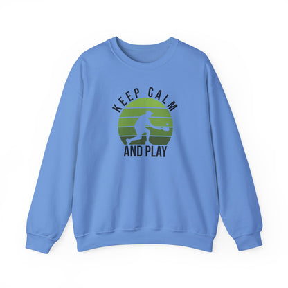 Men's Durable Pickleball Sweatshirt - Keep Calm and Play Blue