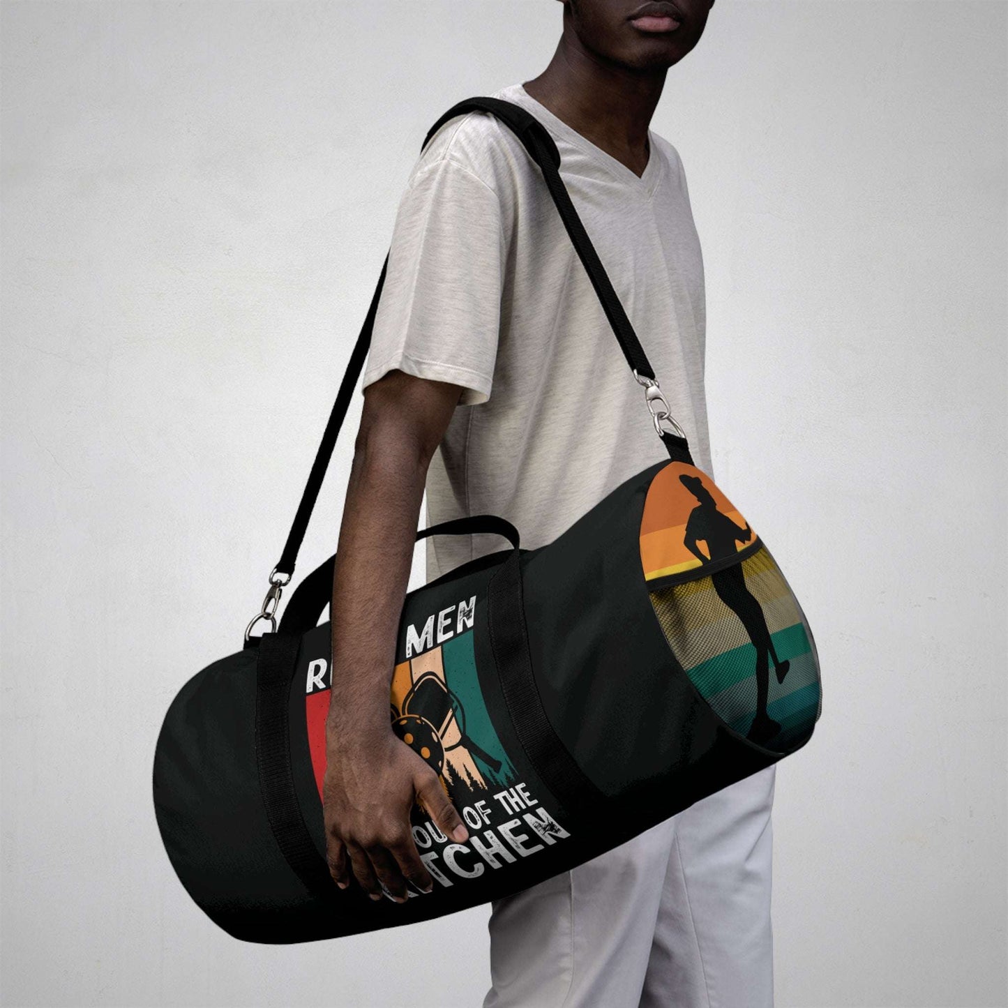 Pickleball Cool Duffel Bag - Real Men Stay Out Of The Kitchen Retro