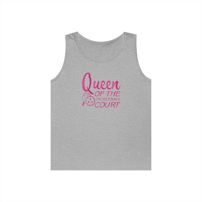 Women's Cute Pickleball Tank Top - Queen of the Pickleball Court Grey