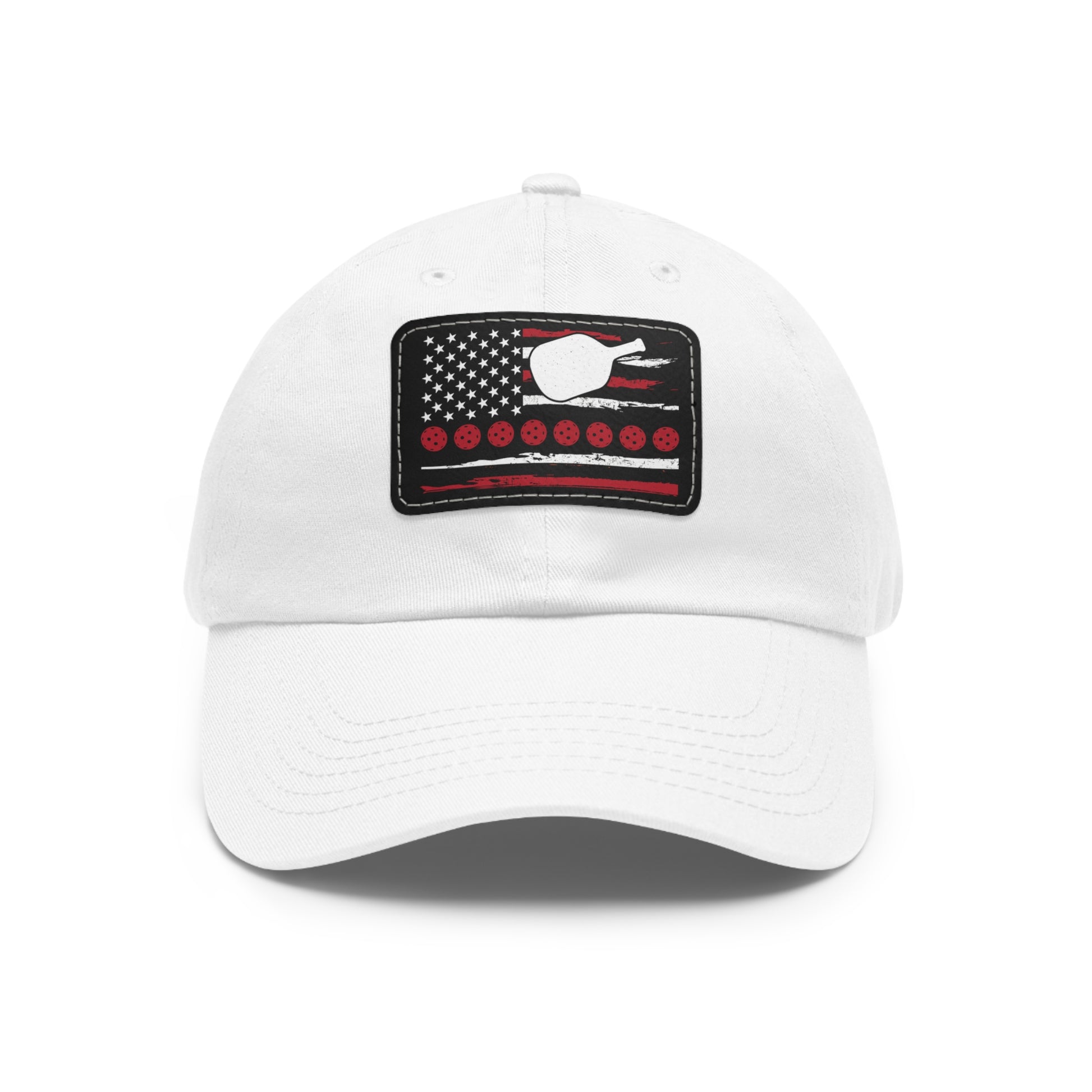 Pickleball Cool Cap - Paddle and American Flag White
