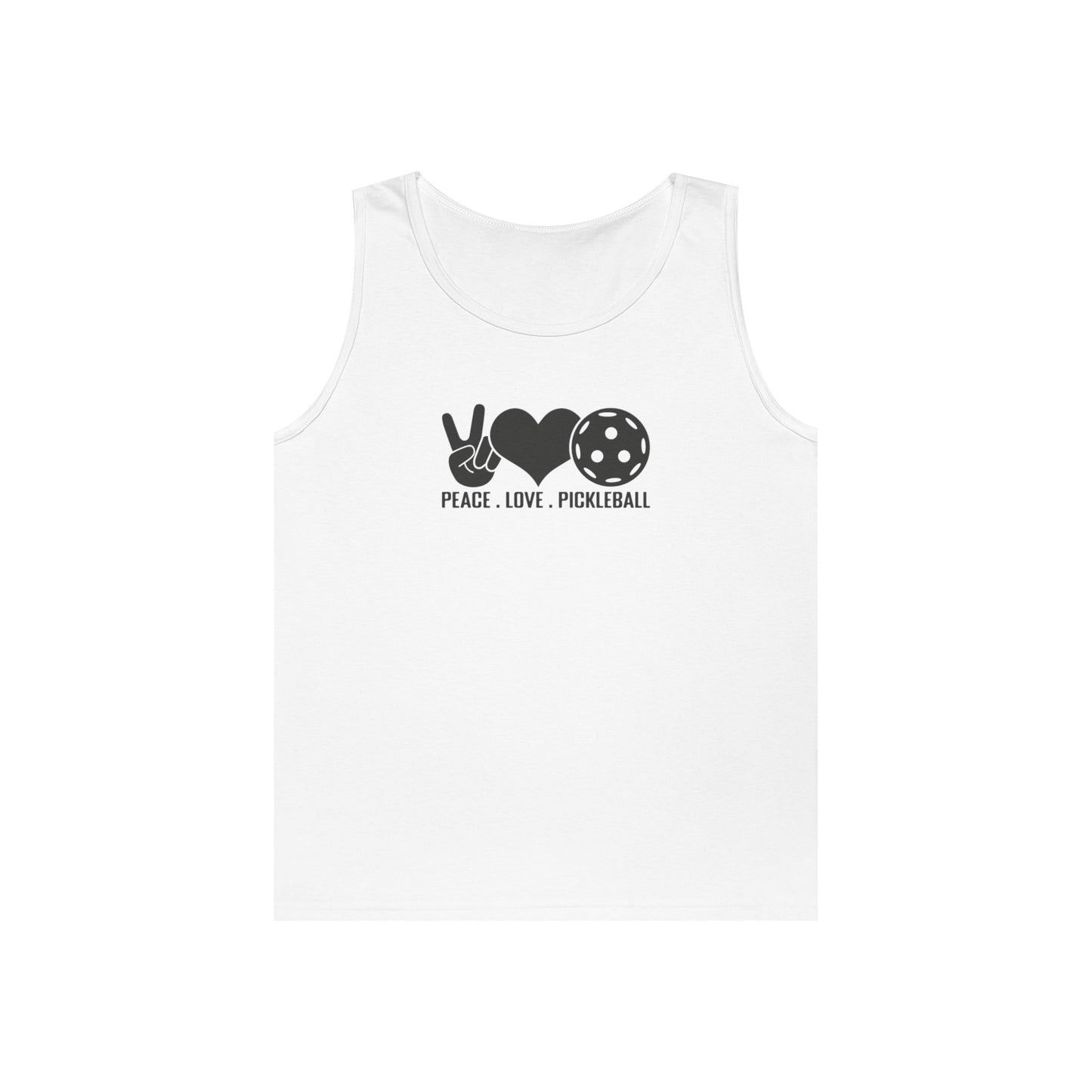 Men's Sporty Pickleball Tank Top - Peace, Love, Pickleball White