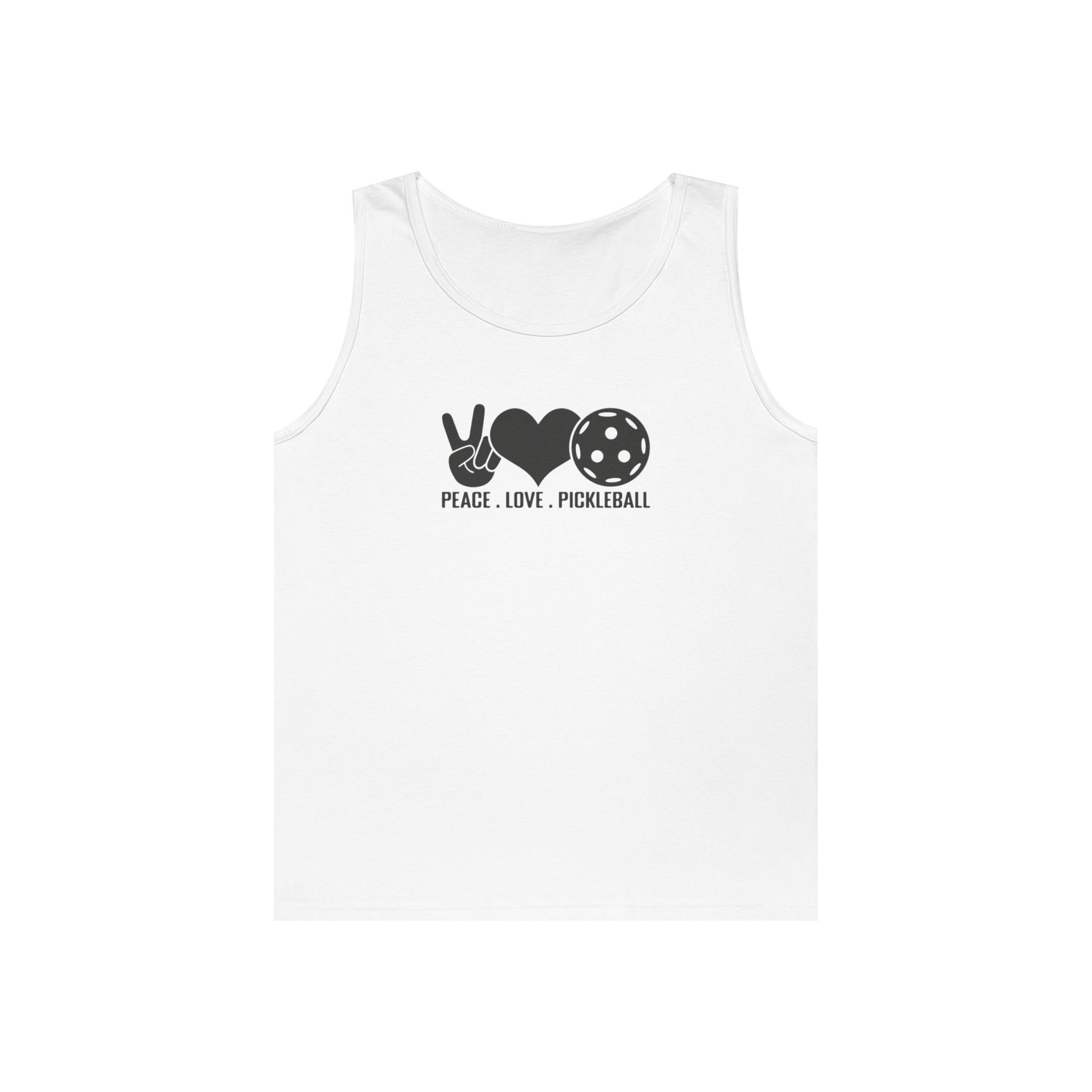 Men's Sporty Pickleball Tank Top - Peace, Love, Pickleball White