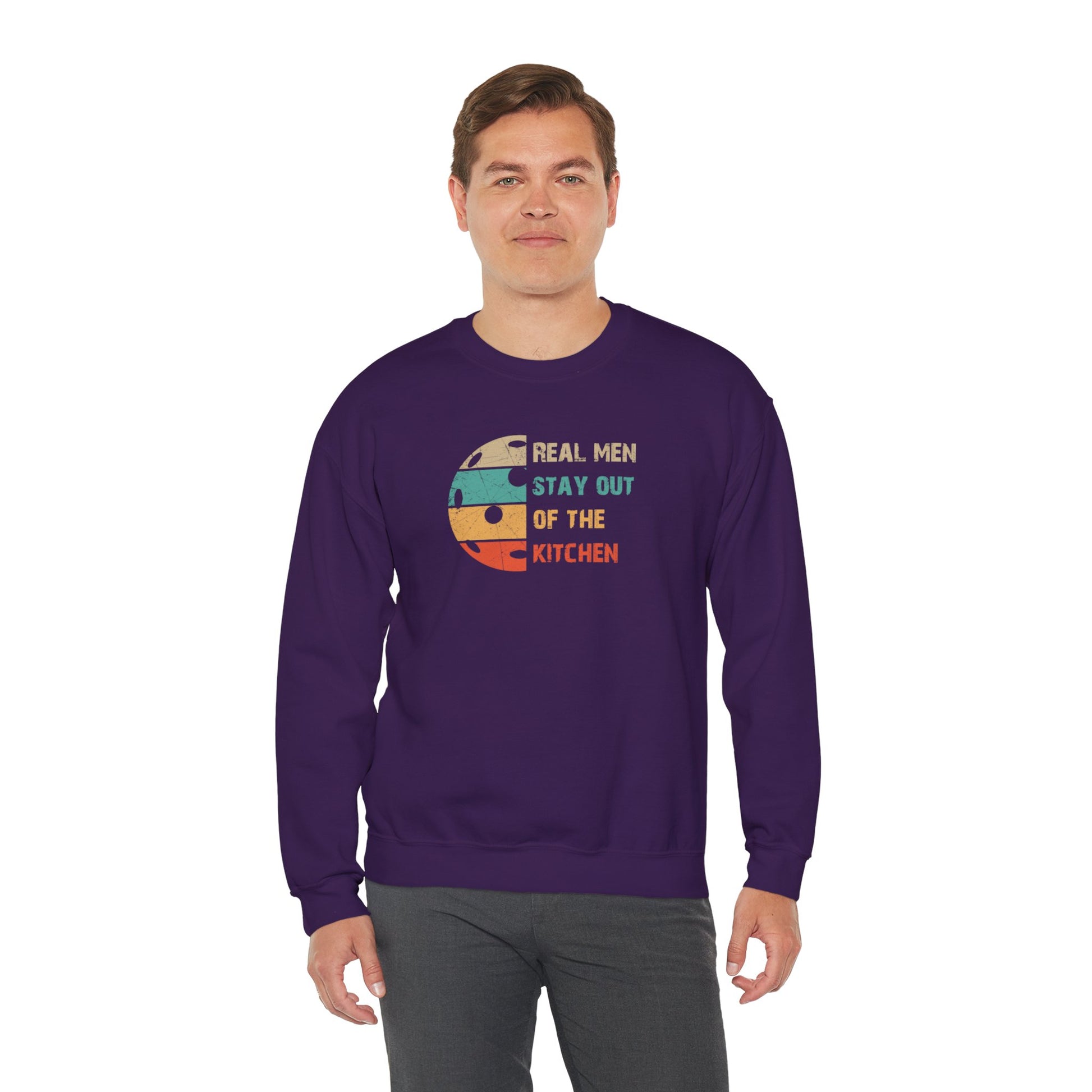 Men's Pickleball Sweatshirt - Real Men Stay Out of the Kitchen Retro
