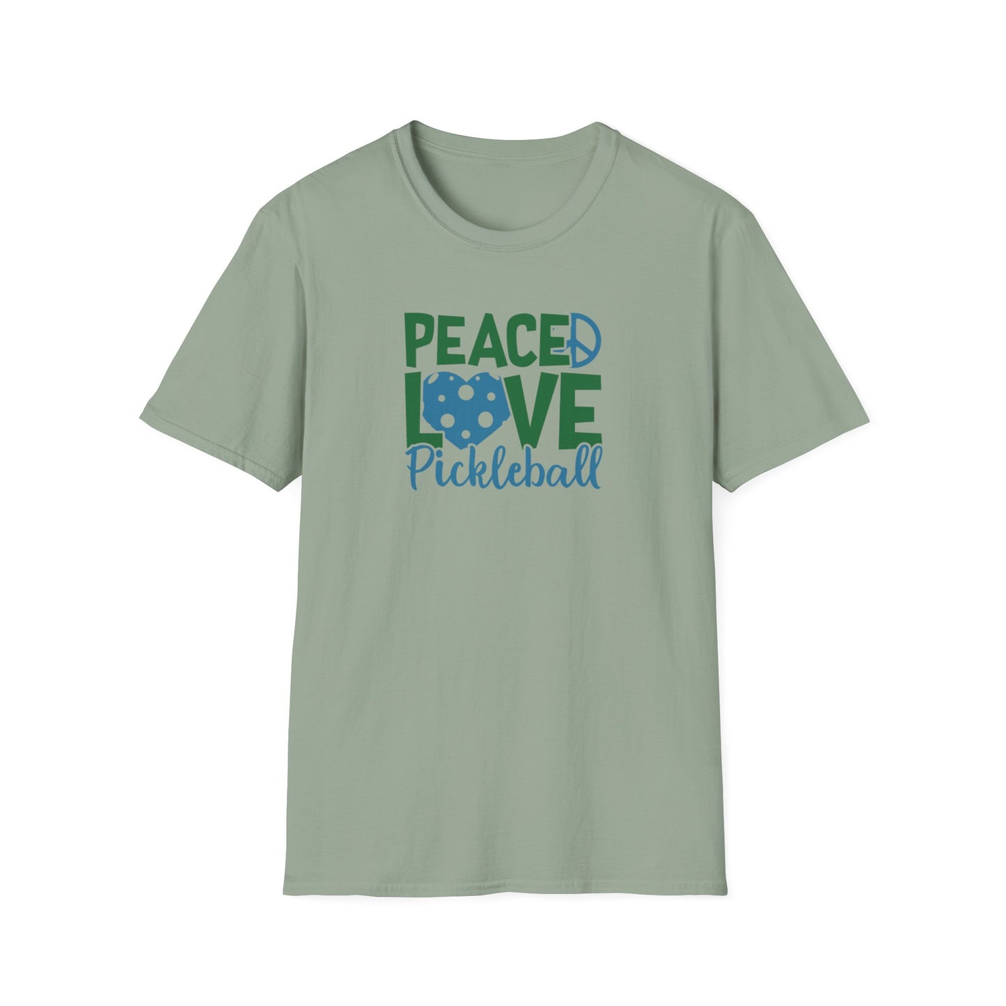 Women's Durable Pickleball T-shirt - Peace, Love, Pickleball Green