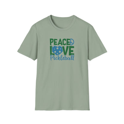 Women's Durable Pickleball T-shirt - Peace, Love, Pickleball Green