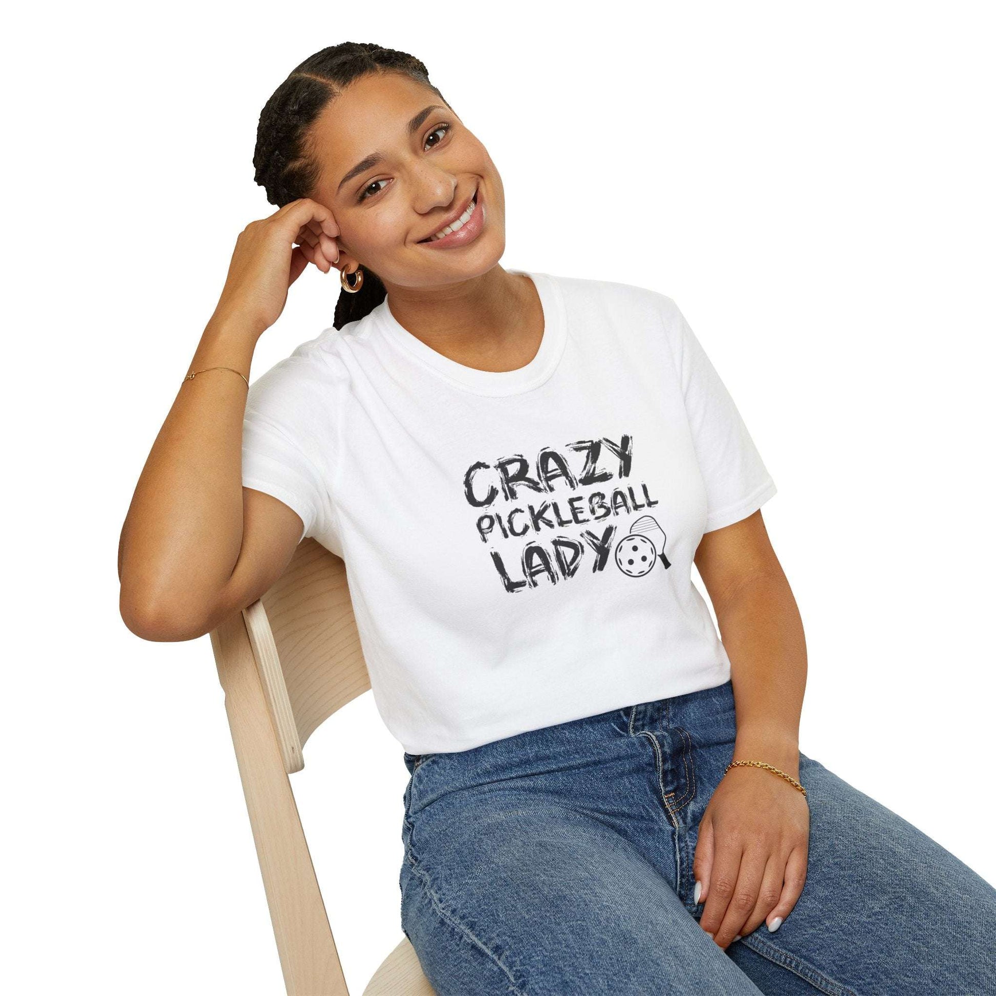 Women's Funny Pickleball T-shirt - Crazy Pickleball Lady