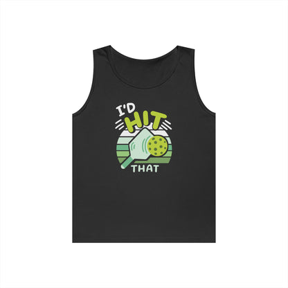 Women's Playful Pickleball Tank Top - I'd Hit That Black