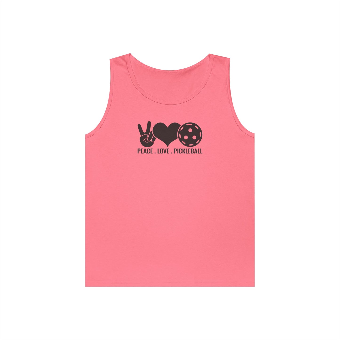 Women's Stylish Pickleball Tank Top - Peace, Love, Pickleball Pink