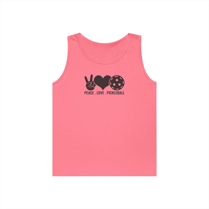 Women's Stylish Pickleball Tank Top - Peace, Love, Pickleball Pink