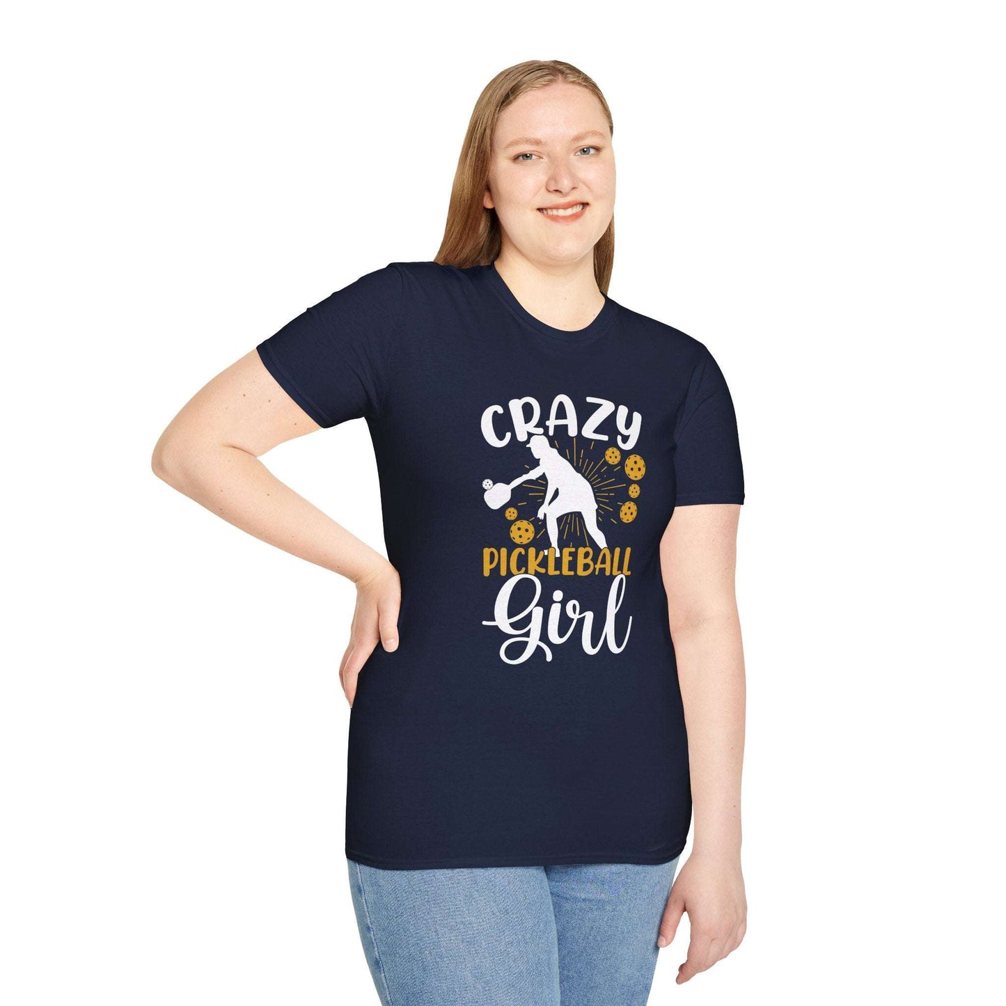 Women's Comfy Pickleball T-shirt - Crazy Pickleball Girl