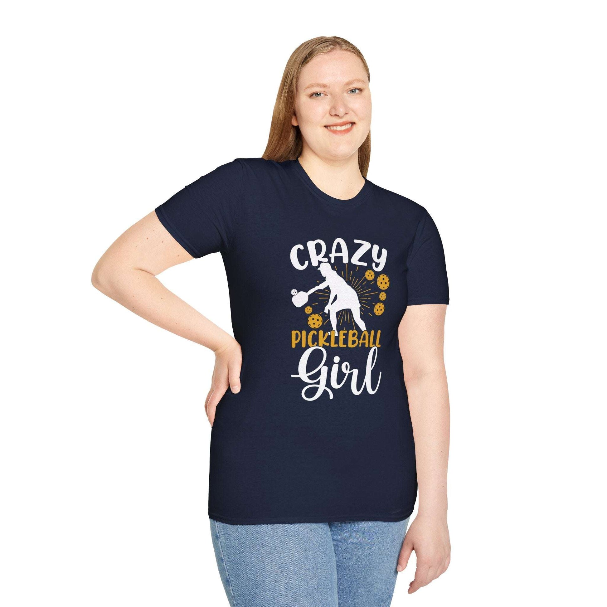Women's Comfy Pickleball T-shirt - Crazy Pickleball Girl