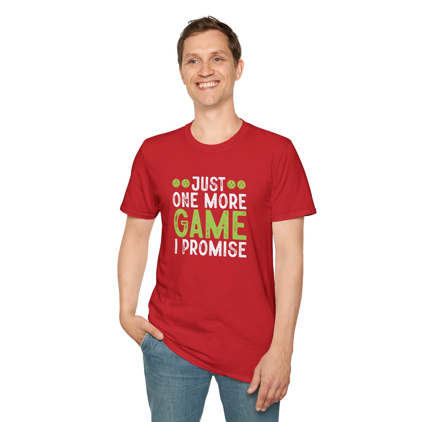 Men's Comfy Pickleball T-shirt - Just One More Game I Promise