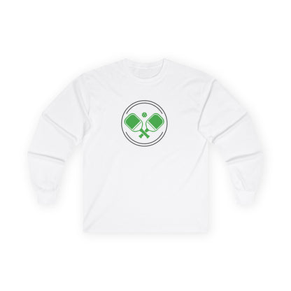 Women's Soft Pickleball Long Sleeves top - Double Paddle Logo White