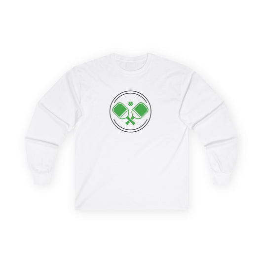 Women's Soft Pickleball Long Sleeves top - Double Paddle Logo White