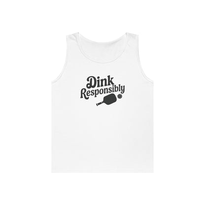 Men's Comfy Pickleball Tank Top - Dink Responsibly White