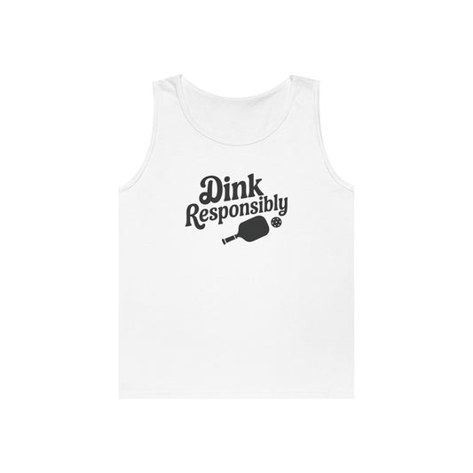 Men's Comfy Pickleball Tank Top - Dink Responsibly White