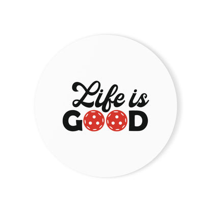 Pickleball Stylish Cork Coaster - Life is Good White