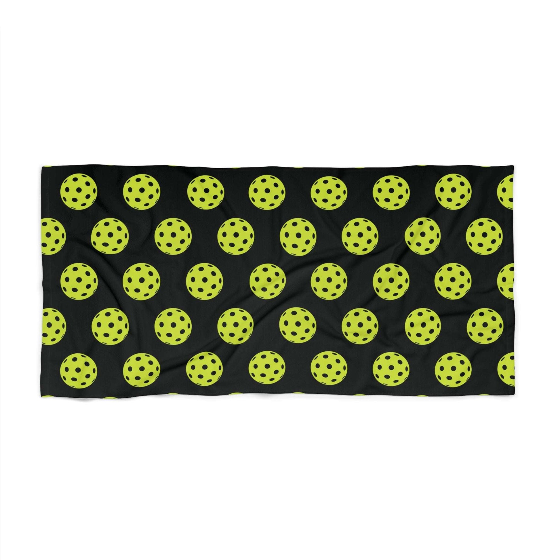 Pickleball Fun Beach Towel - Pickleball Ball Black