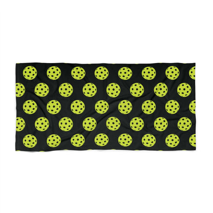 Pickleball Fun Beach Towel - Pickleball Ball Black