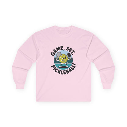 Women's Funny Pickleball Long Sleeves Top - Game, Set, Pickleball Pink