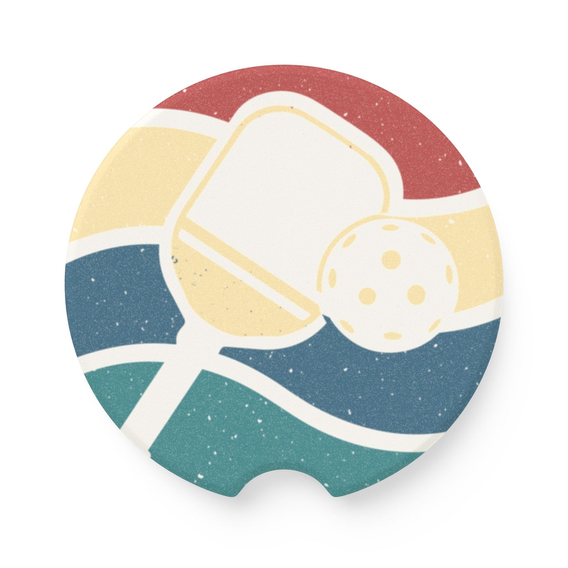 Pickleball Cool Car Coaster - Pickleball Logo Retro