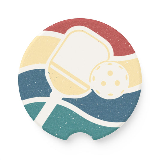 Pickleball Cool Car Coaster - Pickleball Logo Retro