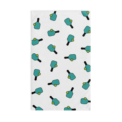 Pickleball Lightweight Hand Towel - Paddle and Ball White base