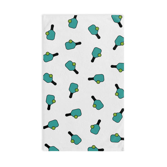 Pickleball Lightweight Hand Towel - Paddle and Ball White base